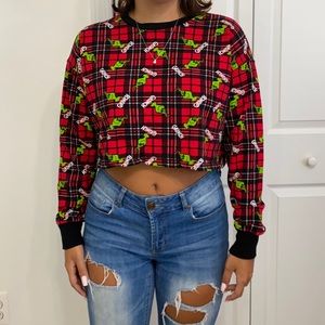 christmas cropped long sleeve top